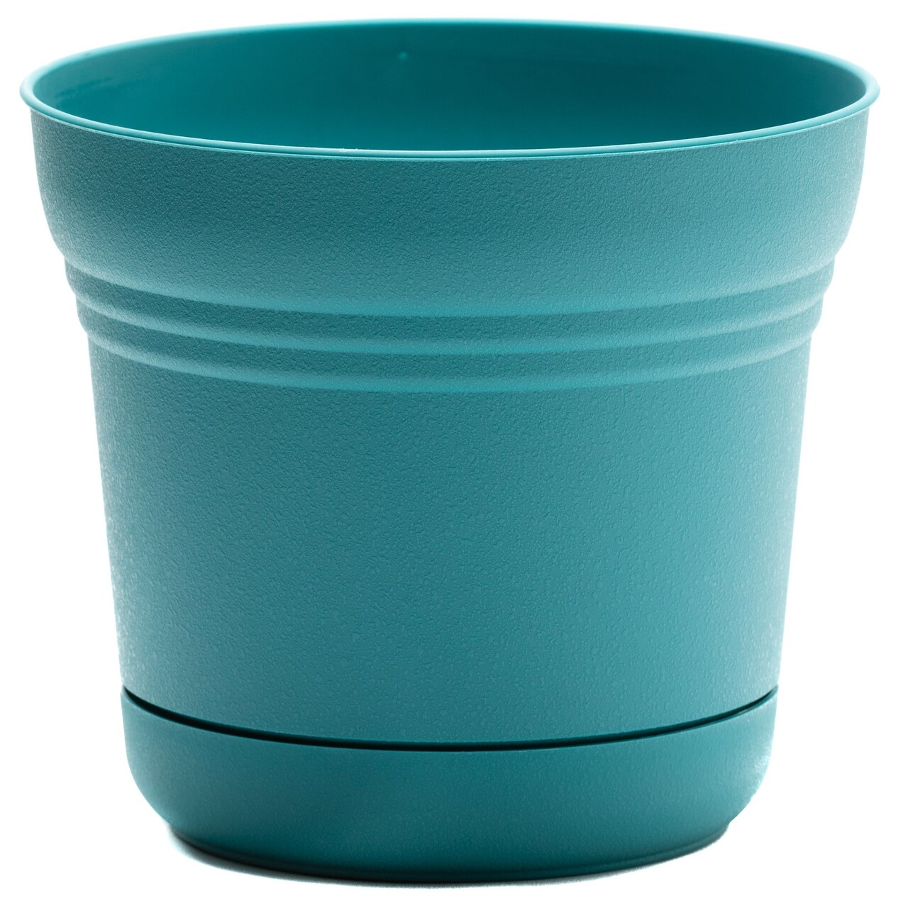 Bloem Saturn Round Planter With Saucer Tray: 10" - Bermuda Teal - Durable Plastic Pot, Matte Finish, Removable Saucer, For Indoor & Outdoor Use, Gardening, 1.5 Gallon Capacity